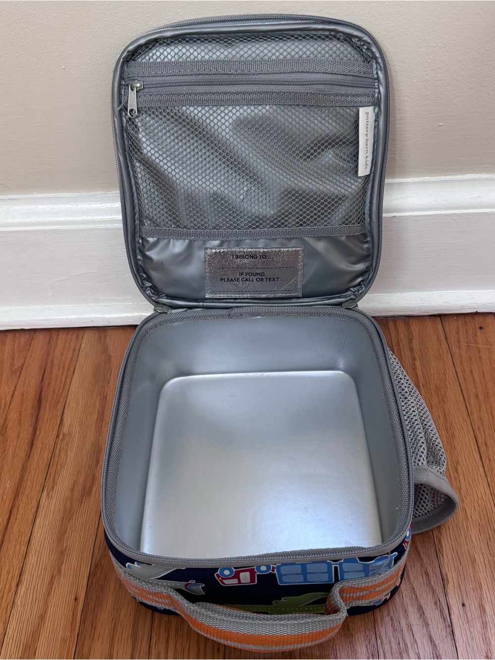 Pottery Barn Kids Navy Lunch Bag with Colorful Vehicle Print - Picture 2 of 2